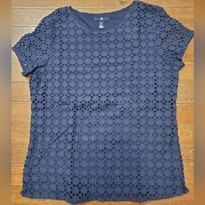 100% cotton navy lace blouse